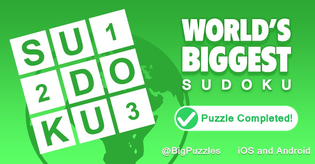 a5lee's tweet photo. I've just beaten a puzzle section in World's Biggest Sudoku.

Get it free https://t.co/cmHavwuTHr #WBSD https://t.co/hKECv1Y9zx