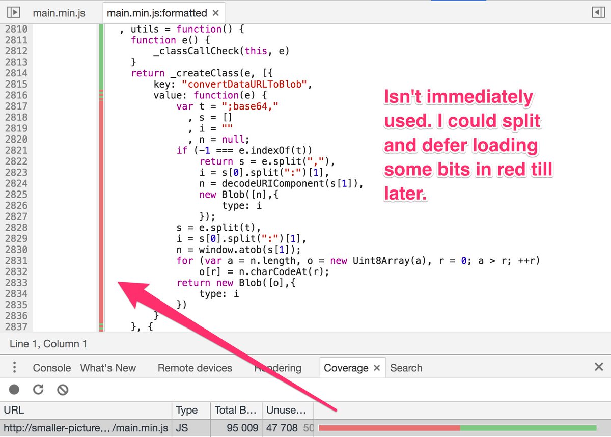 addyosmani's tweet image. JavaScript & CSS code coverage are out of experiments in @ChromeDevTools. Useful for discovering potential size savings in your bundles ✂️🔥