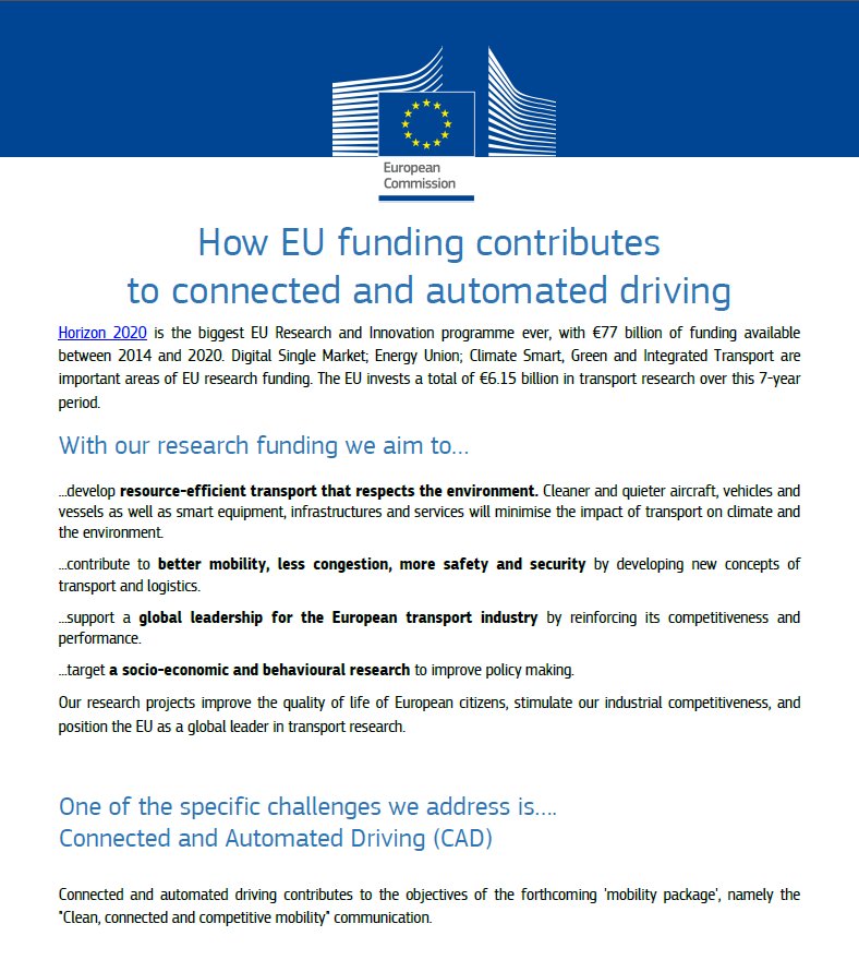 HorizonEU's tweet photo. @EU_Commission is fully committed to a fast deployment of #SelfDriving technologies in Europe https://t.co/2dV1LM08wz #EUCAD2017 #H2020 https://t.co/YWv1OHbeGw