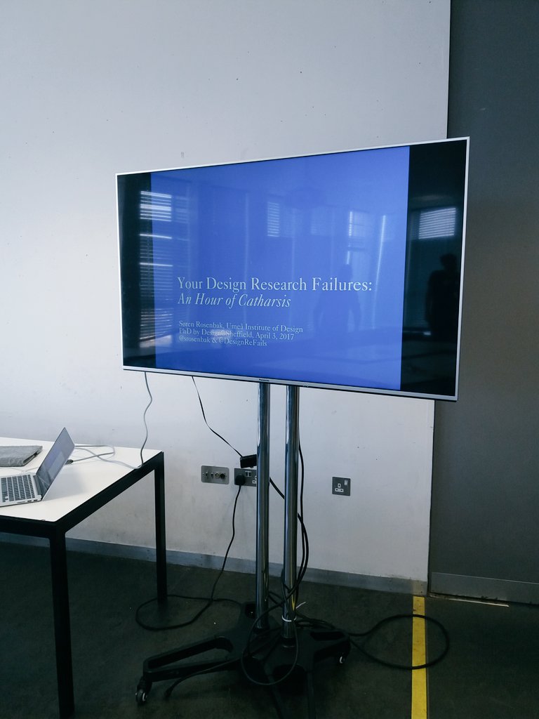 Workshop on Failures in Design with @srosenbak <a href="/DesignReFails/">DesignResearchFails</a> <a href="/PBD_Sheffield/">PhD by Design Sheff.</a>