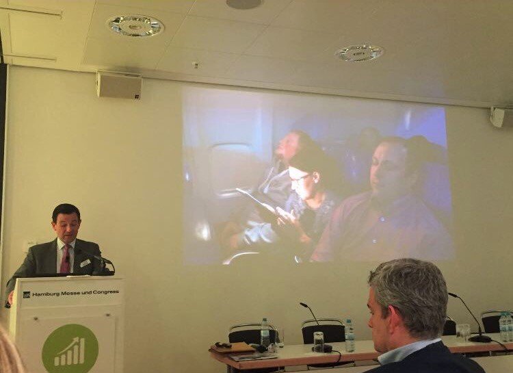 STGAerospace's tweet photo. #STGAerospace CEO speaking @PEC_Hamburg 'Shedding light on onboard discretionary spend' #PEC2017 #AVGeek #AIX17 #Aerospace https://t.co/N6g2VlVzc1