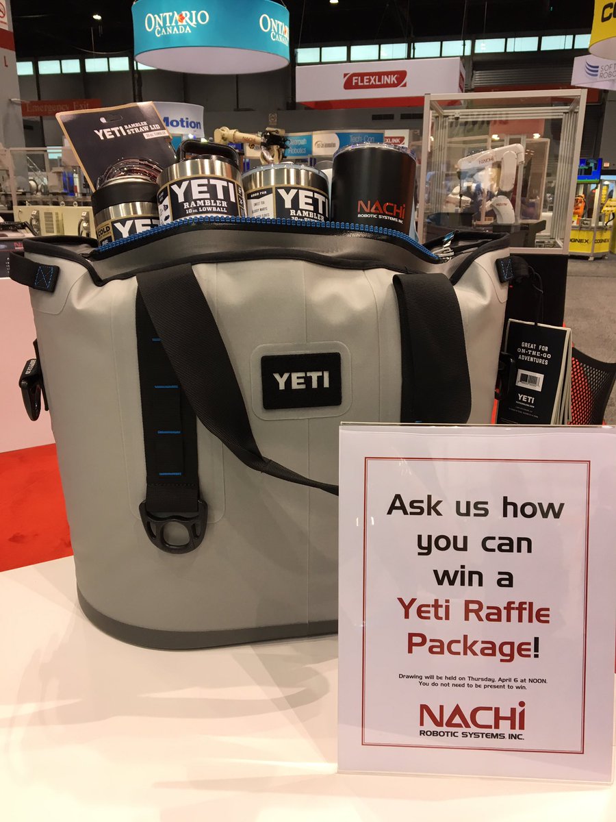 NachiRobotics's tweet photo. It's opening day at @a3automate! Stop by #NachiRoboticSystems #booth1645 @ @McCormick_Place to find out how to win a @YETICoolers package. https://t.co/LzjvfmMRPj