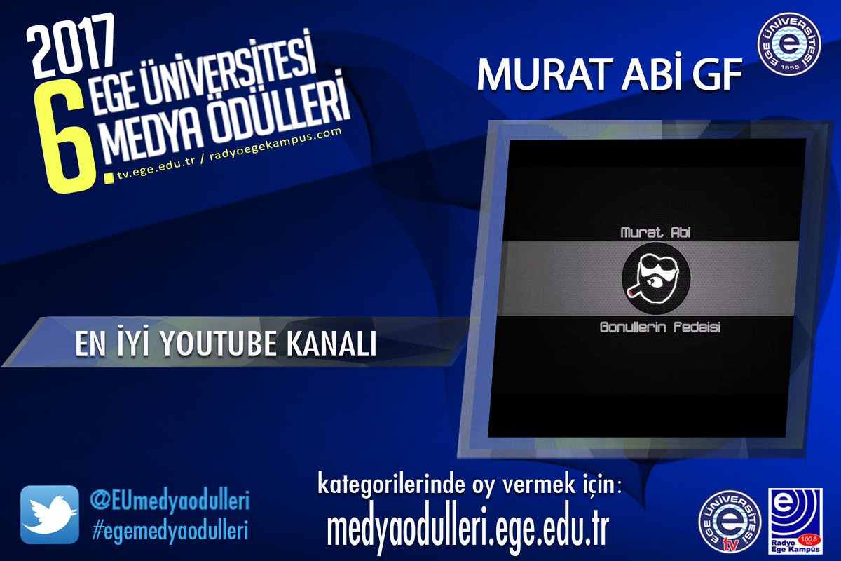 Murat Abi Gönüllerin Fedaisi ( <a href="/MuratEnginEkin/">Murat Engin Ekin</a> ) #egemedyaodulleri oylamasında aday. Oylama için: goo.gl/hdYJih