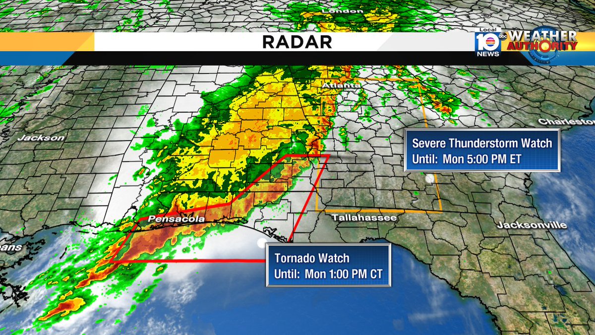 Severe weather again in the southeast today from AL to GA @TrentAricTV has the latest on Local 10 News at Noon https://t.co/jHCRzH3l15