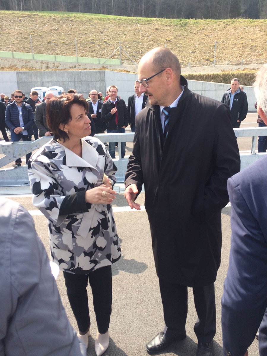 PGsteiger's tweet photo. Après trente ans de travaux, enfin l'ouverture complète de la Transjurane #A16... et l'apéro avec la Présidente de la Confédération https://t.co/nmnE3VpwPq