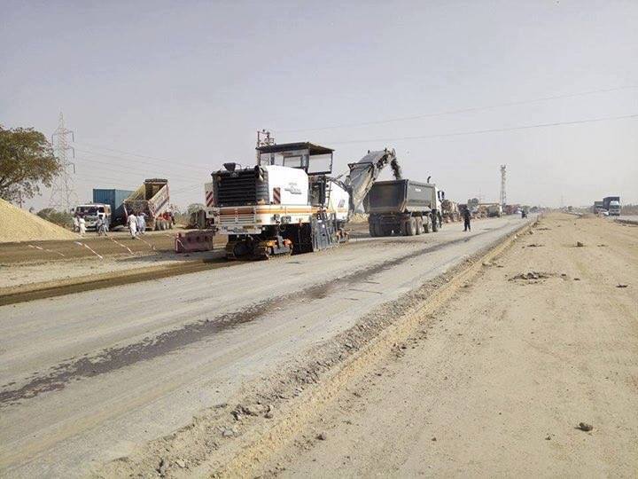 thecpec's tweet photo. 136 Km Karachi Hyderabad Motorway (M-9) under construction 9 Interchanges, service Road. 75 Km project is completed. 
#CPEC https://t.co/XdE54wFnbu