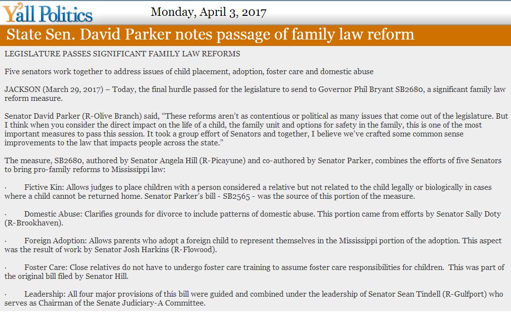 Thanks to @MSyallpolitics for sharing family law reform news in SB2680     bit.ly/2oR8IBr #msleg