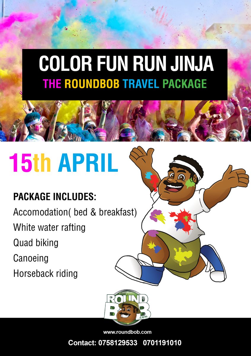 colorRunUG's tweet photo. Ready for the Jinja Color Fun Run experience, let @roundbob1 give it to you #UGColorRun https://t.co/Vk8bzYwyar
