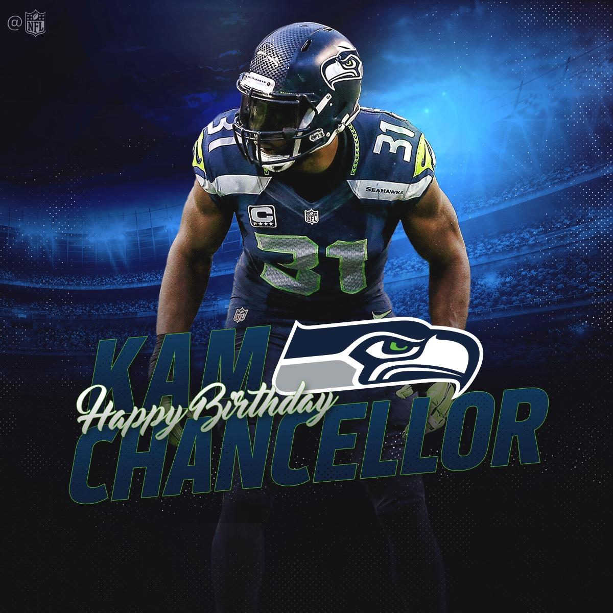 NFL's tweet photo. Join us in wishing @Kam_Chancellor a HAPPY birthday! 🎂🎂🎂 https://t.co/A0TakWsaNp
