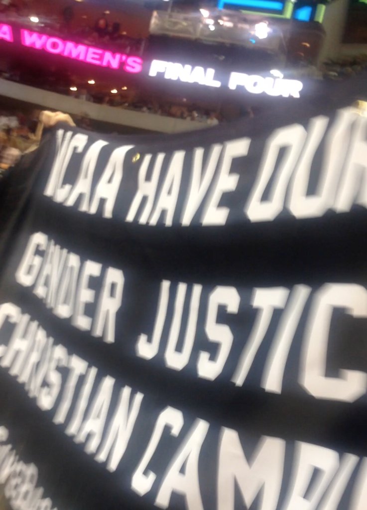 campuspride's tweet photo. Proud of partnr @SoulforceOrg Women's #FinalFour; ejected 4 standing up for #trans ppl  #givebackIX #shamelist https://t.co/8ULRnZ8ipC https://t.co/YuuaDrttE5