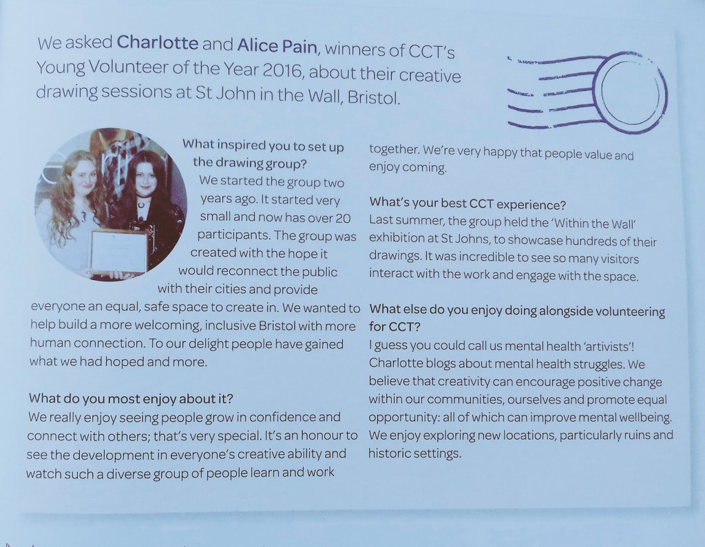 Lovely to see this little piece about the <a href="/DrawingGroupBri/">The Drawing Group Bristol</a> included in the latest <a href="/TheCCT/">Churches Conservation Trust</a> members mag! #Pinnacle