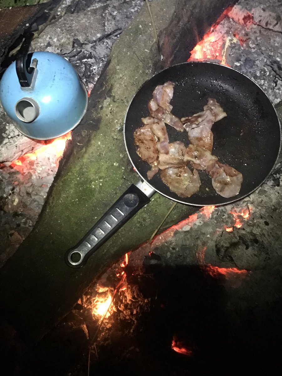 Not many elvers about last night but plenty of bacon #oldschoolcooking