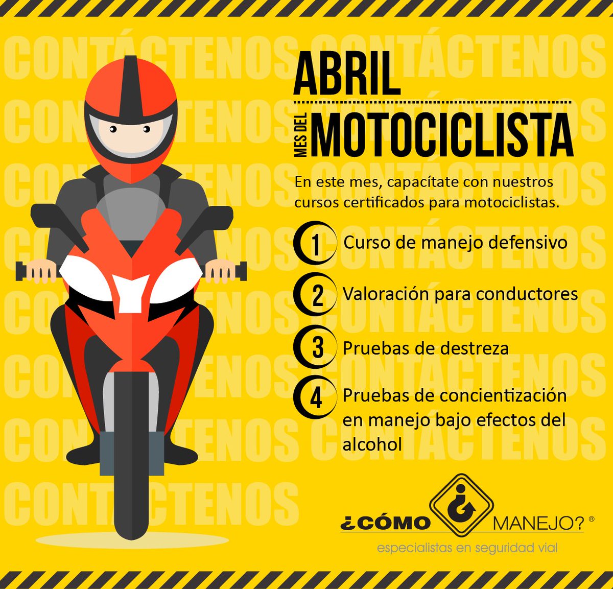 En este mes, capacita a los motorizados de tu empresa en #SeguridadVial #PlanMotociclistas @Bocarejo_JP comomanejo.com.co