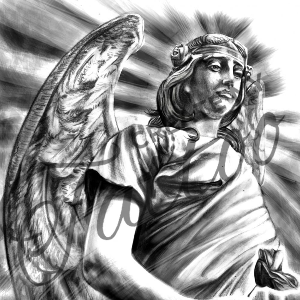 Lost Angel Tattoo Design by #CreateMyTattoo Artist - CMTomlinson buff.ly/2oebpjQ #tattoos #tattoodesign #inked #angeltattoo