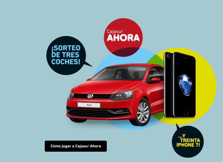 cajasur's tweet image. ¿Todavía no has participado en nuestro juego #CajasurAhora? Sorteamos 3 coches y 30 iPhone7. Es muy fácil 👉 ow.ly/QW8H30avqGo
