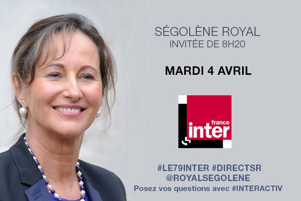 RoyalSegolene's tweet image. Invitée demain dans #Le79Inter à partir de 8h20 sur @franceinter #DirectSR