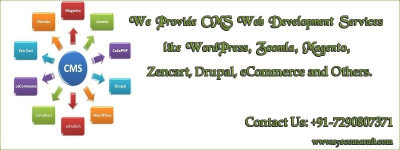 syscomcraft's tweet image. Syscomcraft provides #CMSWebDevelopmentServices  like WordPress, Zoomla, Magento, eCommerce and others. Contact us : +91-7290807371
