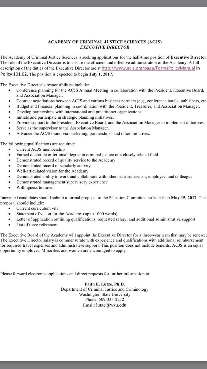 ACJS is searching for an Executive Director. See below or visit acjs.org for more info.