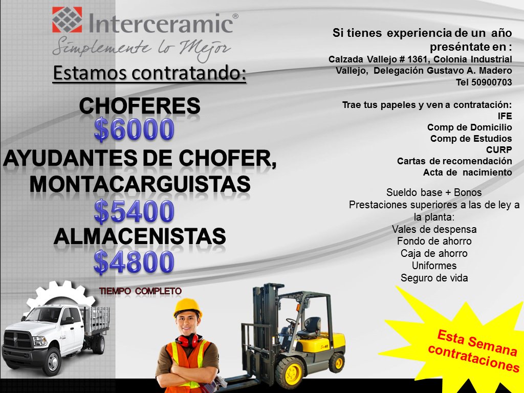 InterceramicRH's tweet photo. Vives en CDMX o Edo de México y estas  en búsqueda de empleo?o conoces a alguien que esta en búsqueda?
#Vacantes #Comparte  #Empleo https://t.co/c4QG7nhTEj
