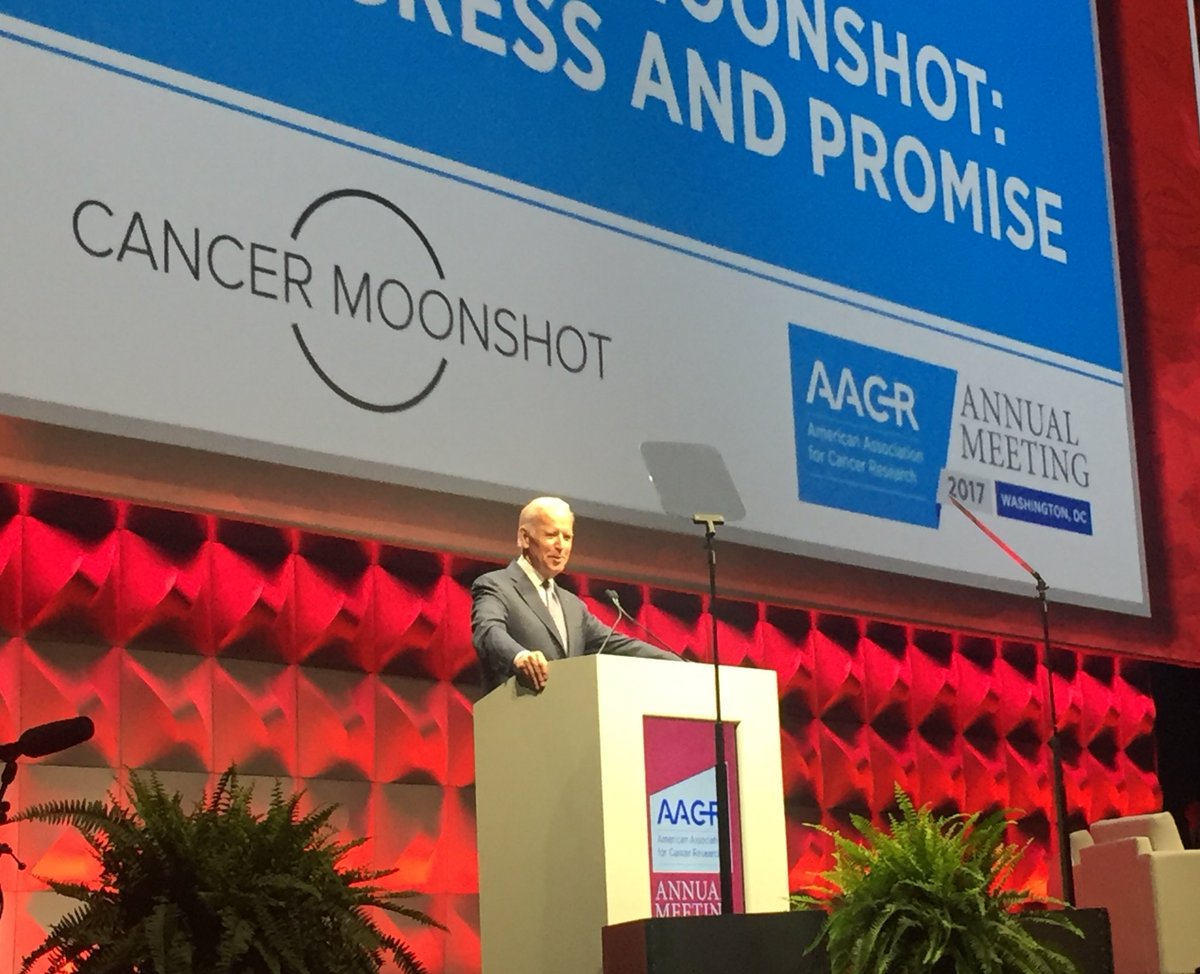 AACR's tweet image. "I don't have all of the answers, but you all possess the potential to generate these answers." -@JoeBiden speaking to #AACR17 attendees