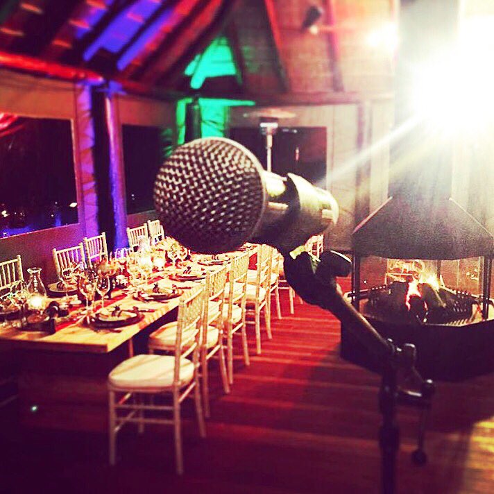 BuliG's tweet photo. Mic check one two 🎤 on a cosy autumn evening #mic #thetableisset #soundcheck #microphone #suremic #fireplace #cozy #tiffanychairs #onstage https://t.co/W2RDFd5FBA