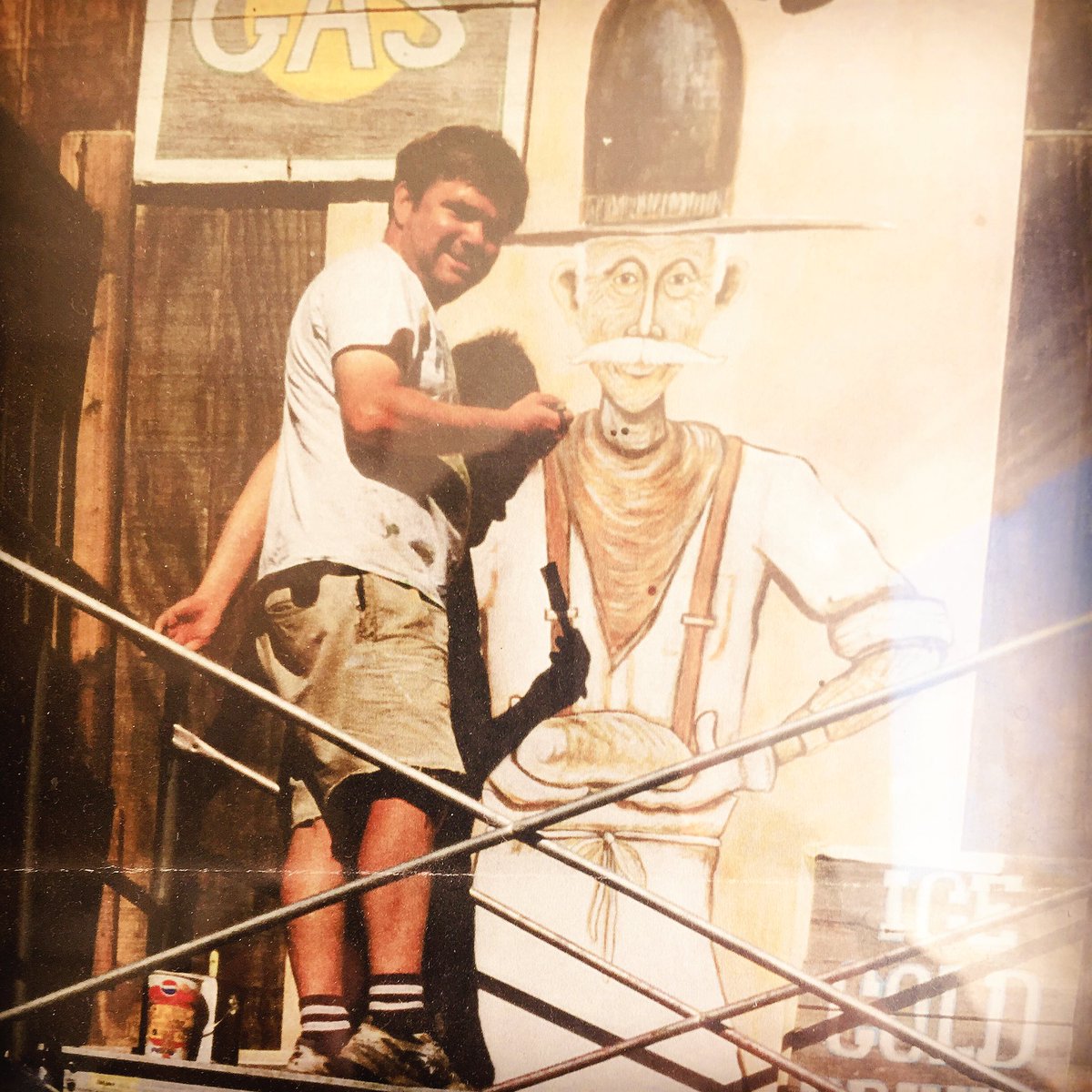 Painting the mural at the Forks, 20 years ago.