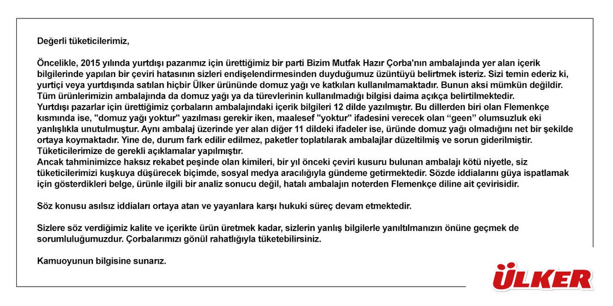 @Sufierol Ülker’den Bizim Mutfak hazır çorba iddialarına cevap.