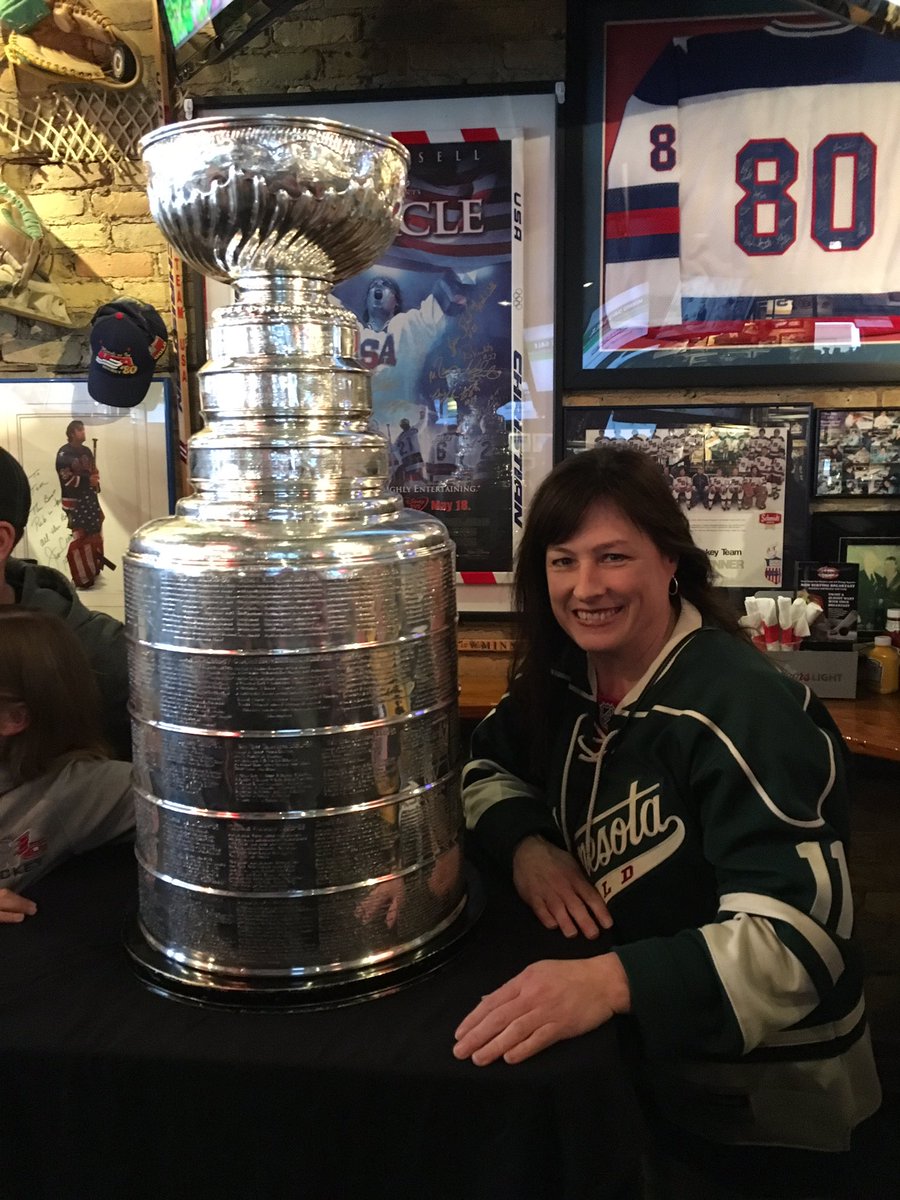 Burnsie728's tweet photo. @TomReidsPub Had to do it. Was a pleasure meeting you Lord Stanley. Please come back SOON #didnttouchit #StanleyCup @mnwild @NHL https://t.co/smBueQj29u