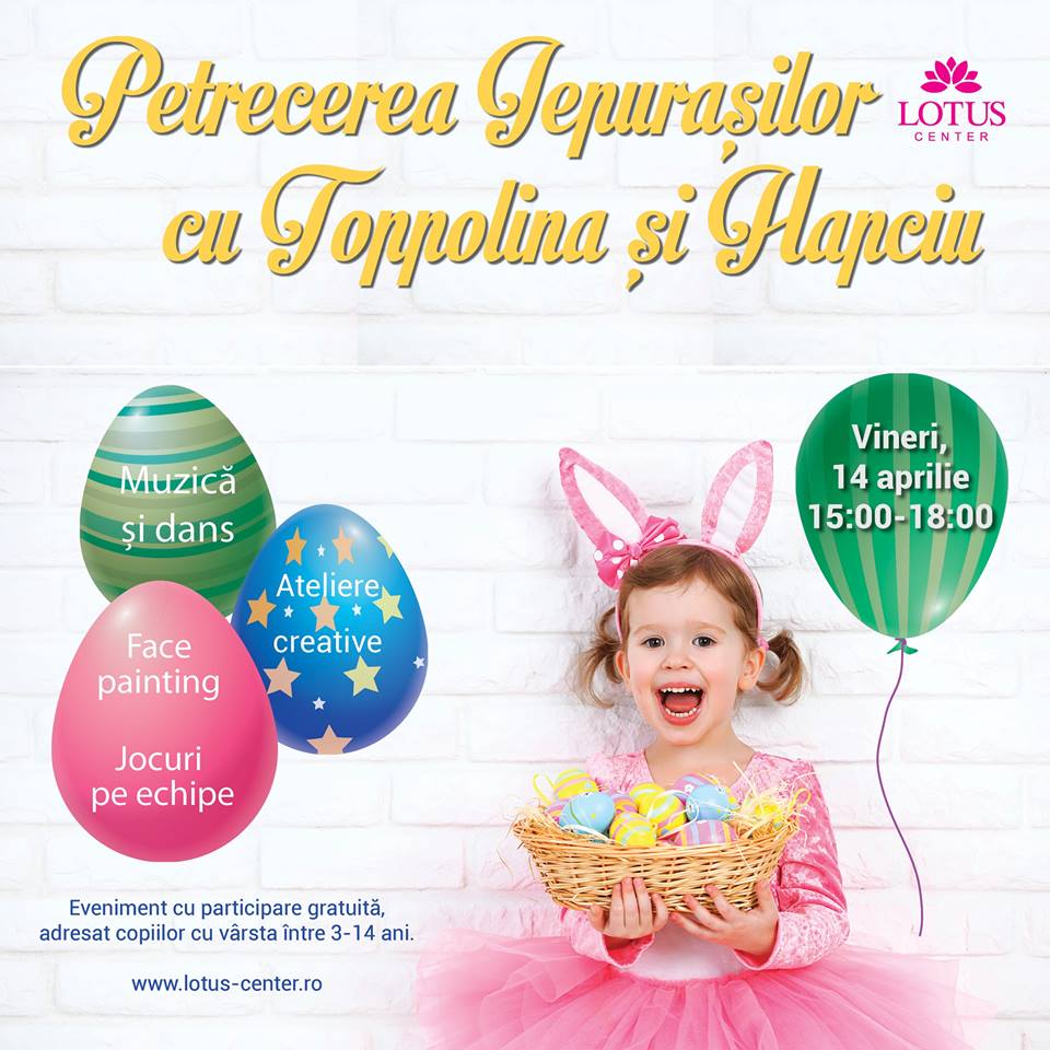 LotusOradea's tweet photo. Cum ne pregătim pentru Paște? Alături de Toppolina și Hapciu, la o petrecerea pe cinste! 
În 14 aprilie, de la ora 15:00, la Lotus Center! https://t.co/gImp4nhczk