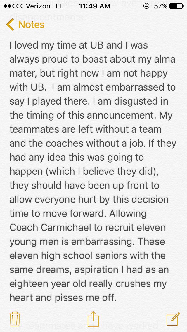 R_Cicerone7's tweet photo. It's a lot but here are my true feelings toward this morning's awful news @UBAthletics @UBuffalo https://t.co/KZrjS7UJTt