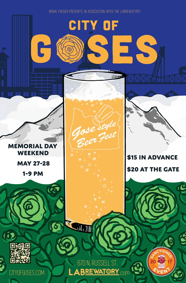 #SourBeer lovers rejoice! CITY OF GOSES May 27-28 @ <a href="/Labrewatory/">Labrewatory Brewery</a>. 30 gose-style beers from Saxony to Stumptown! $15 merctickets.com/go/CityOfGoses