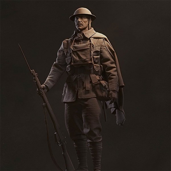 'World War I British soldier' By Donat Mate Hidvegi #Soldier #WorldWarI #WWI #Weapon #clayrender #3dtotal bit.ly/2nGxK8N