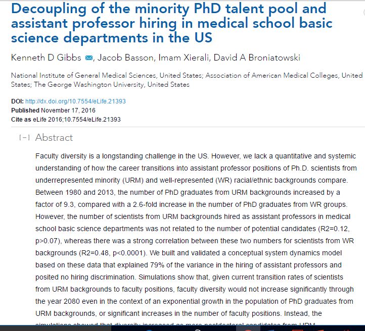 Renetta_Tull's tweet photo. @HeyDrWilson @NSBE @jack @angela_rye @MsPackyetti @ReignOfApril @asktrier We also share #STEM evidence-based research, e.g., papers by @KennyGibbsPhD, @BerondaM, @DrGrantEmpowers #TweetsForChange #ThinkBigDiversity https://t.co/4WF6bLWQ0x
