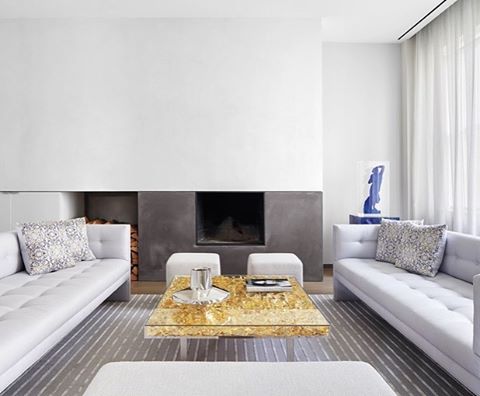 designcommerce's tweet image. The golden table really adds that extra hint of luxury to this simple room.