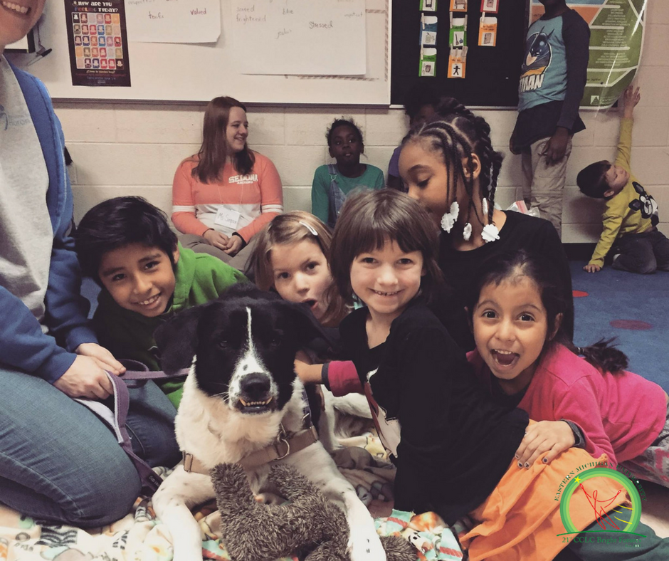 EMUBrightFuture's tweet photo. With smiles this bright you can light up a room, and not to mention Noah from the Humane Society of Huron Valley! #EMUBrightFutures https://t.co/kbskh6tT9L