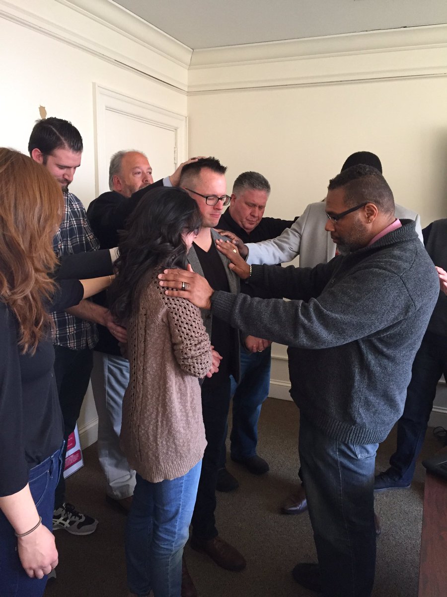 DrMartinSanders's tweet photo. Laying hands on this newest doctor of the church. An awesome privilege. Well done, mate. @timmeier #atsdmin https://t.co/NZ3oGSo9gn