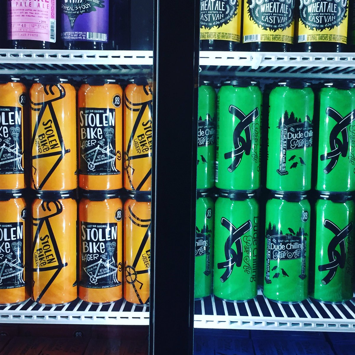 RBGrowlers's tweet photo. Now available through the growler station. Tall cans in 4 packs- Dude Chilling &amp; Stolen Bike. https://t.co/Y2BtiRYacI