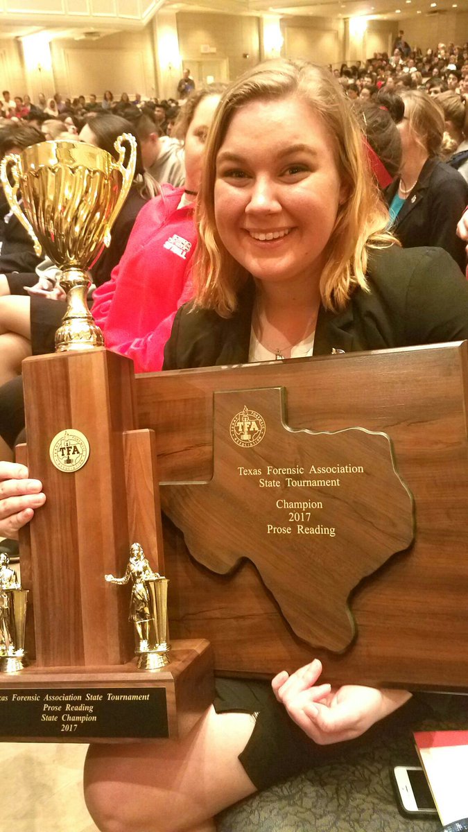 (This is a delayed post but...) SARAH SKEES WON FIRST PLACE AT THE TFA STATE COMPETITION IN PROSE!!!!