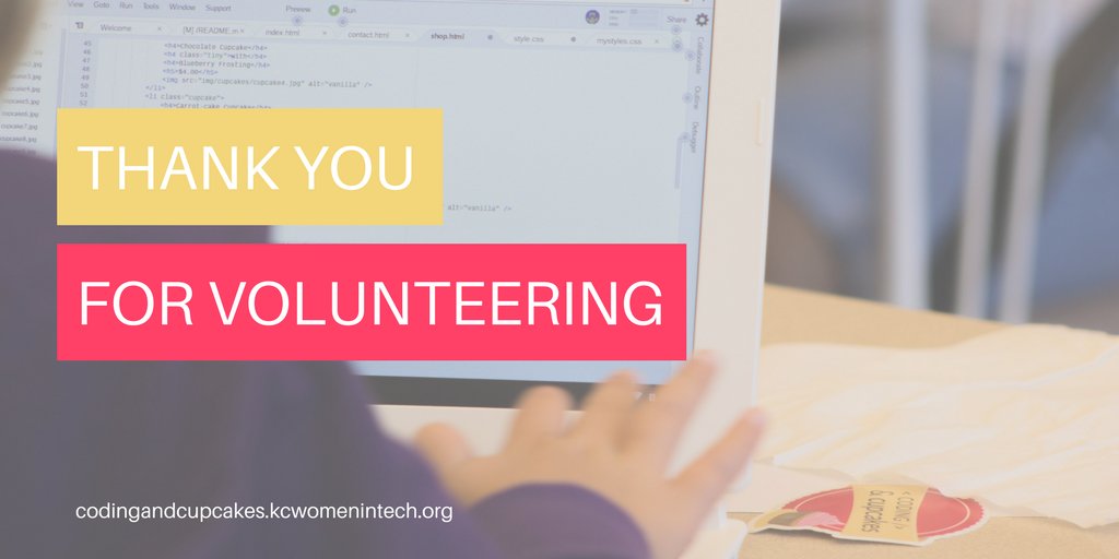 CodeCupcakesKC's tweet image. April is #NationalVolunteerMonth, and from the bottom of our tech hearts, thank you to those who help make #CodingandCupcakes what it is...