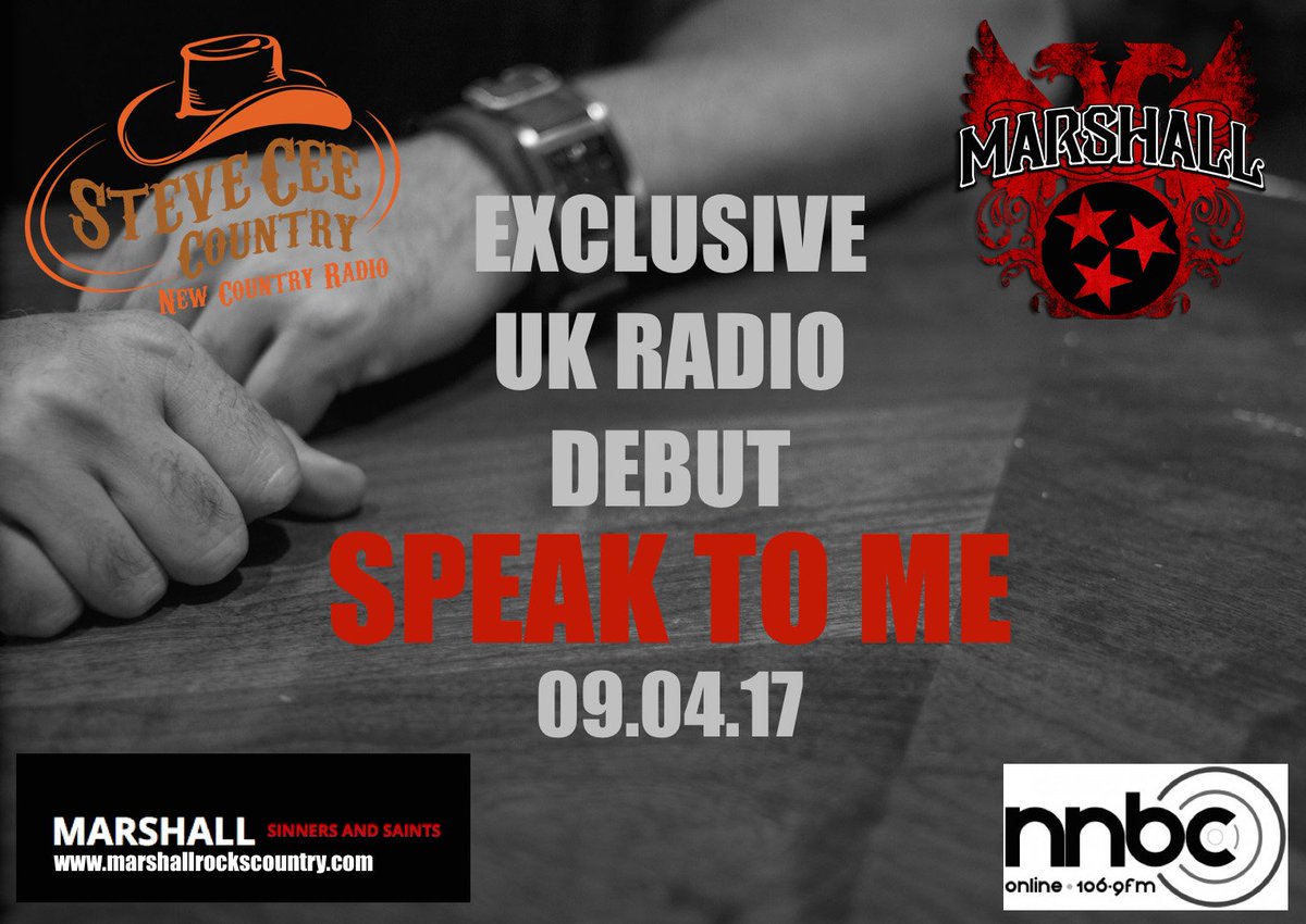 Sunday April 9th - Don't miss this one!!! 
Exclusive UK radio debut of the new single #SpeakToMe from <a href="/marshallrksctry/">Marshall</a> only on <a href="/NNBC1069/">NNBC</a> #UK