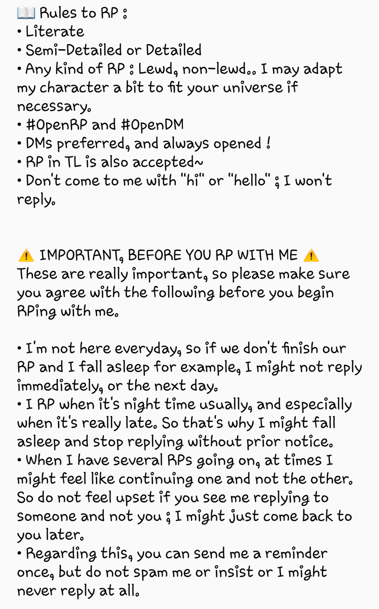 DelicateRoxanne's tweet photo. // ⚠ Please read this before you RP with me, it's very important. If you're unhappy, don't stay and complain because I warned you. Thx~ ♡ ⚠ https://t.co/iJ2WFhlrdA