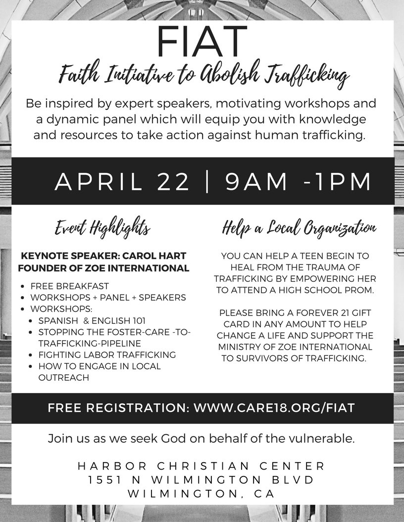 FIATLAorg's tweet photo. Join us and Carol Hart from Zoe International on April 22 for a POWERFUL event! https://t.co/MAHdHXRXIs