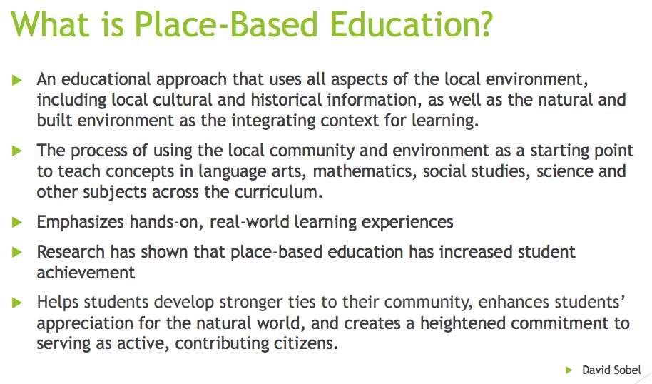 robert_schuetz's tweet photo. What is Place-Based Education? Let's discuss the educational &amp; social implications 4 this trending topic. #ILedchat Tonight at 9:00 pm #PBE https://t.co/H4NBMa9o7f