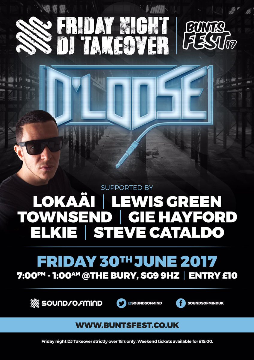 Fri 30th June @DJDLOOSE takes over 🎤🎧🔥 #charity #buntsfest17 #music #festival #Herts #WeCantFlyWithoutYou tickets 👉ln.is/www.buntsfest.…