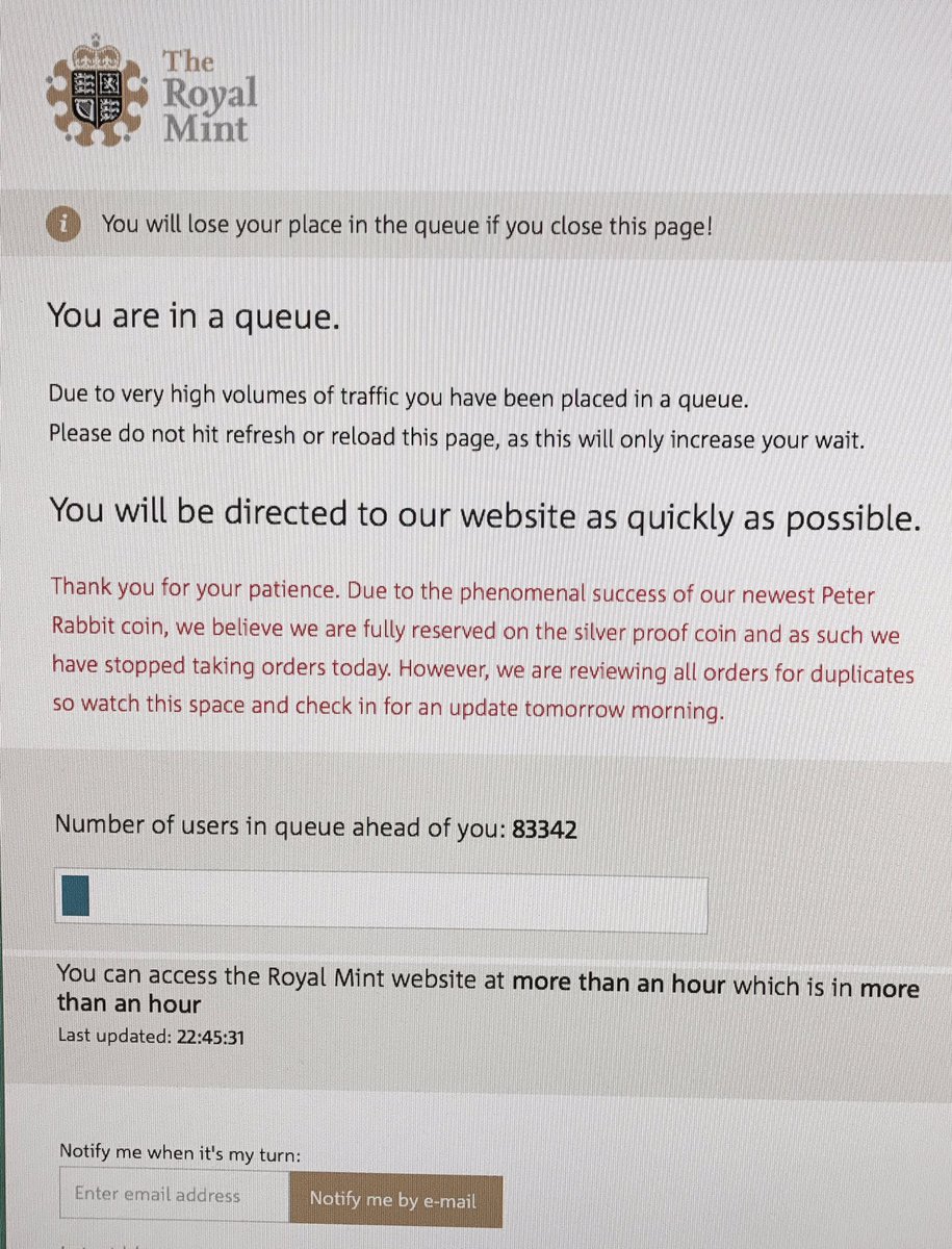 When <a href="/RoyalMintUK/">The Royal Mint</a> releases a limited 30k run of Peter Rabbit 50p the collector world goes mad! Nice messaging though ;-) #peterrabbit #50p