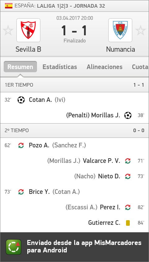 Mismarcadoress's tweet photo. Sevilla B - Numancia 1:1 #SEV 
#SevillaB #Numancia #LaLiga123
Más información: https://t.co/Omju37Kdhi https://t.co/gGIx8tmZlY