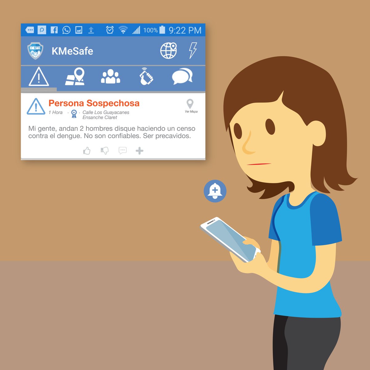 kmesafeapp's tweet photo. Cuando reportas sospechosos, otros usuarios pueden tomar medidas de precaución. #ReportaPersonaSospechosa #Alertas #Anonimato #KmesafeApp https://t.co/PuYtKMFQHf