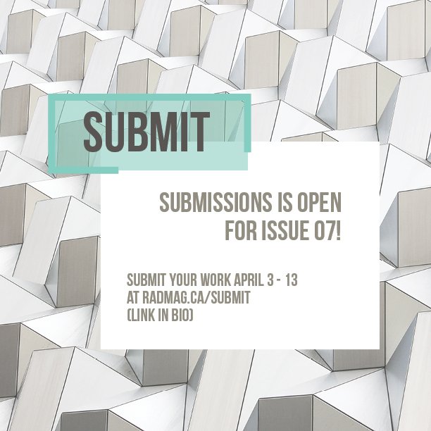 Today we opened submissions for #RADmagIssue07 📰 • The deadline is April 13! • Good luck everyone 🍀 #RADmag #RyersonUniversity #magazine