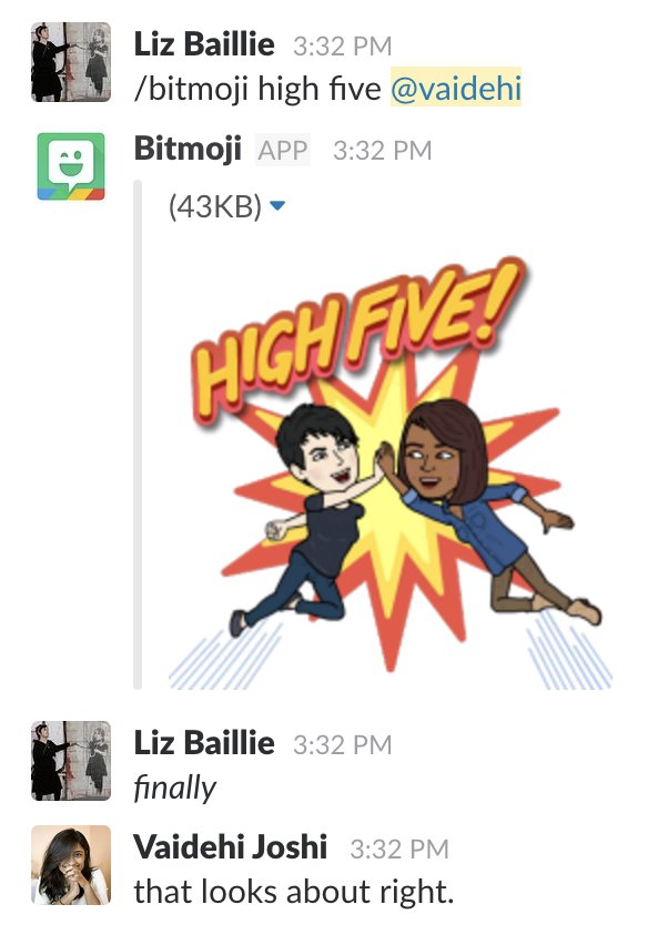 vaidehijoshi's tweet image. it&apos;s my first day at @tildeio and the excitement has reached peak bitmoji levels