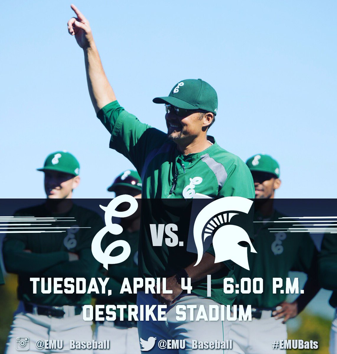 EMUAthletics's tweet photo. We need your support Eagle Nation! @EMU_Baseball vs. Michigan State tomorrow at 6pm! ⚾️☝#EMUEagles https://t.co/922aJZR281